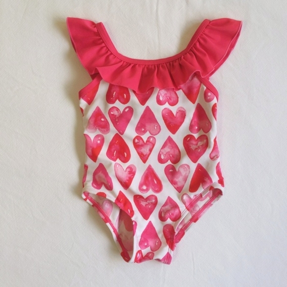 floatimini UV 50+ lined heart print one piece swimsuit 12 months baby girl - Picture 3 of 7